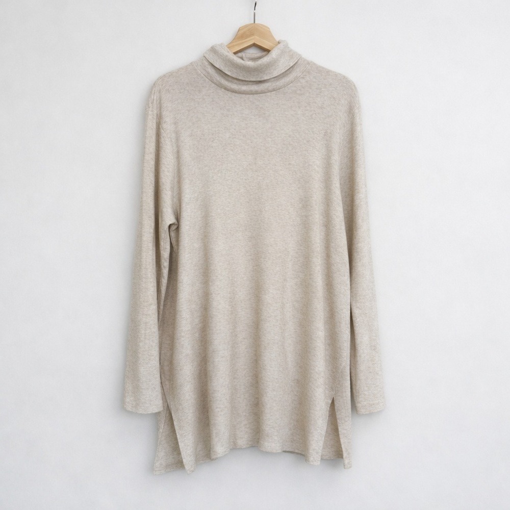 J Jill Perfect Prima Heathered Oatmeal Tunic Women's Large Pima Cotton Blend Top